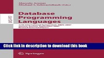 Read Database Programming Languages: 11th International Symposium, DBPL 2007, Vienna, Austria,