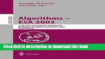 Download Algorithms - ESA 2003: 11th Annual European Symposium, Budapest, Hungary, September