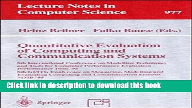 Read Quantitative Evaluation of Computing and Communication Systems: 8th International Conference