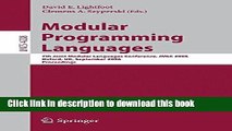 Read Modular Programming Languages: 7th Joint Modular Languages Conference, JMLC 2006, Oxford, UK,