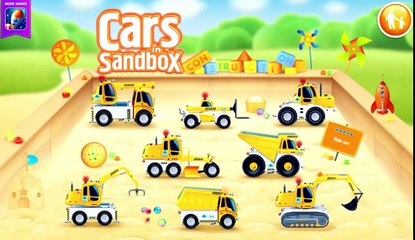 Cartoon Bulldozers For Kids - Cars in sandbox  Construction Vehicles - App for Children