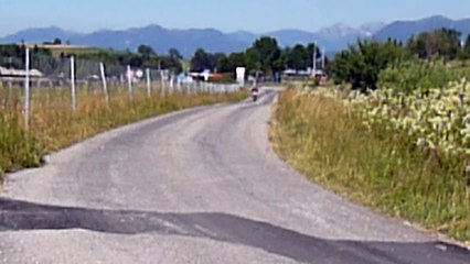 Romain sur sa moto Guiletta 50 cm3, 6 vitesses