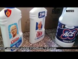Report TV - Tiranë, falsifikonin detergjentë e shampo arrestohen 3 persona