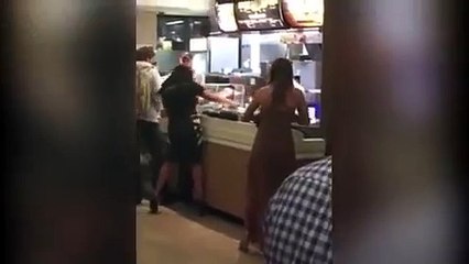 Food fight explodes in McDonalds after furious women claim they 'weren't served properly'