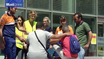 Moment father realises his wife AND son are victims of Nice