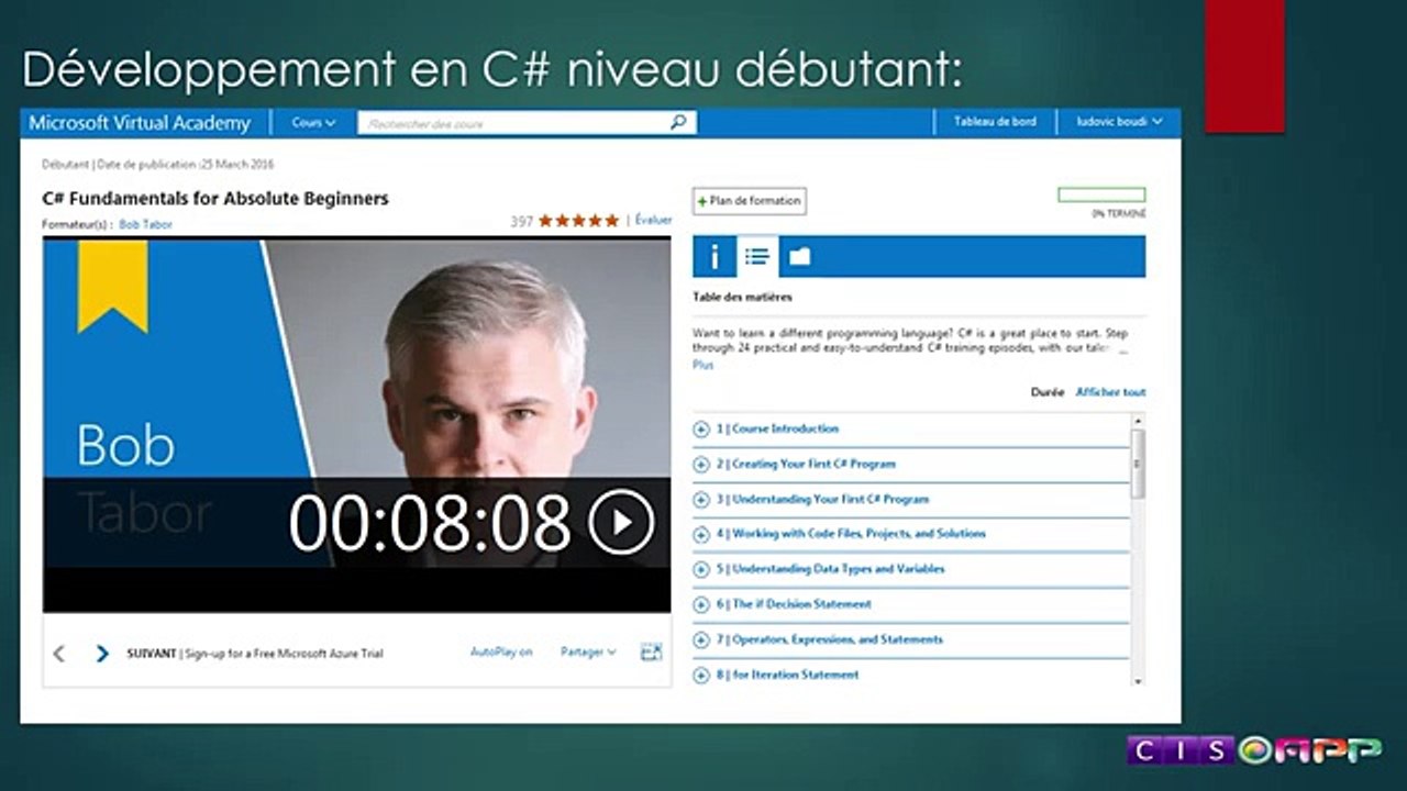 Formation a l'integration video 22 - fin de chapitre developpement