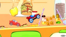 Videos & Cartoons for kids. The Little Racing Car. Racing and Food Obstacles. Gameplay for Children