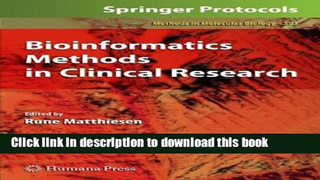 Read Bioinformatics Methods in Clinical Research (Methods in Molecular Biology) Ebook Free
