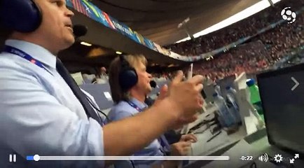 ICELAND 2 AUSTRIA 1. ICELANDIC COMMENTATOR REACTION IN CABIN