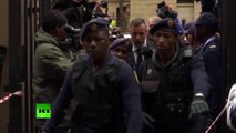 Oscar Pistorius arrives at court for sentencing