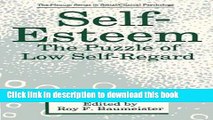 Read Book Self-Esteem: The Puzzle of Low Self-Regard (The Plenum Series in Social/Clinical