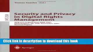 Read Security and Privacy in Digital Rights Management: ACM CCS-8 Workshop DRM 2001, Philadelphia,