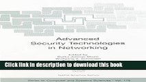 Read Advanced Security Technologies in Networking, Vol. 1 (NATO-Computer and Systems Sciences,