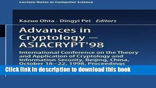 Read Advances in Cryptology _ ASIACRYPT 98: International Conference on the Theory and Application