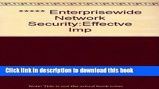 Read Enterprisewide Network Security: Effective Implementation and International Standards Ebook