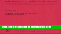 Download On the design and security of block ciphers (ETH series in information processing)  PDF