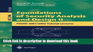 Read Foundations of Security Analysis and Design II  Ebook Free