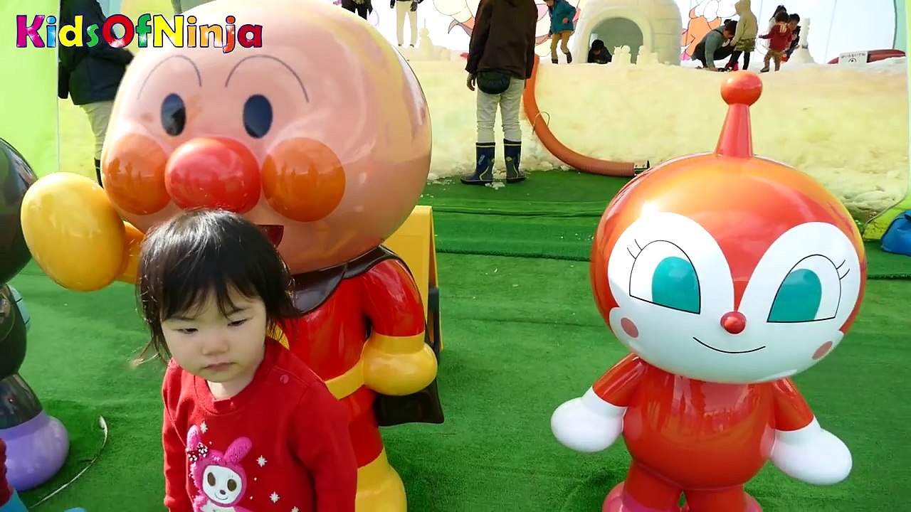 アンパンマン スノーパーク 雪遊び♪ 子供とお出かけ そうちゃん☆おとちゃん  Anpanman Snow Park Kids Family Fun