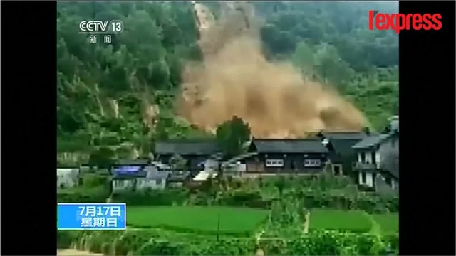 Un impressionnant glissement de terrain emporte de nombreuses maisons en Chine