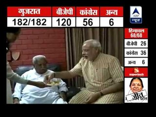 Narendra Modi meets his rival Keshubhai Patel after his win
