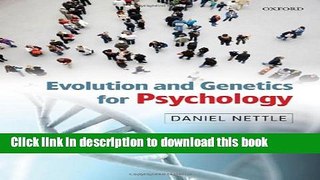 Read Book Evolution and Genetics for Psychology E-Book Free