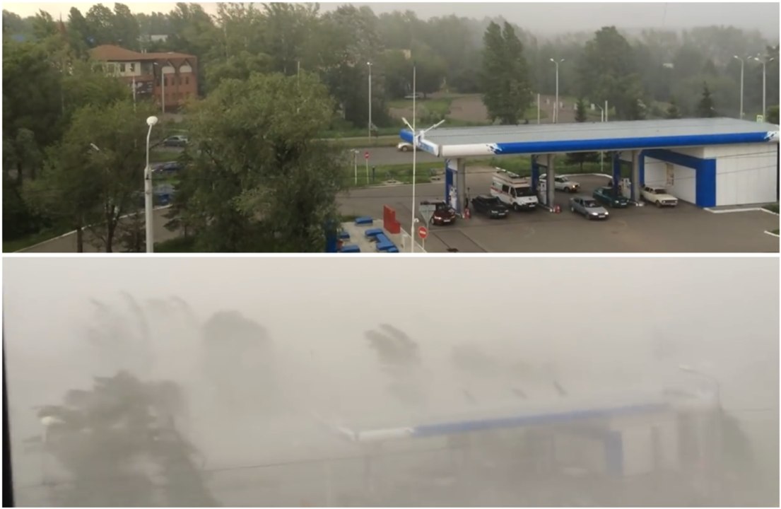 Un ouragan s'abat en quelques secondes sur une station service !