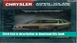 [PDF] Dodge Aspen and Volare, 1976-80 (Chilton Total Car Care Series Manuals) Download Full Ebook