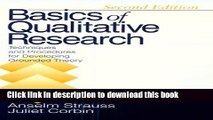 Read Books Basics of Qualitative Research: Second Edition: Techniques and Procedures for