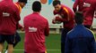 Leo Messi funny nutmeg Gerard Piqué during FC Barcelona training - and their teammates are loving it!
