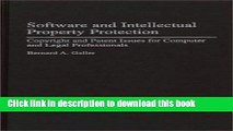 Read Software and Intellectual Property Protection: Copyright and Patent Issues for Computer and