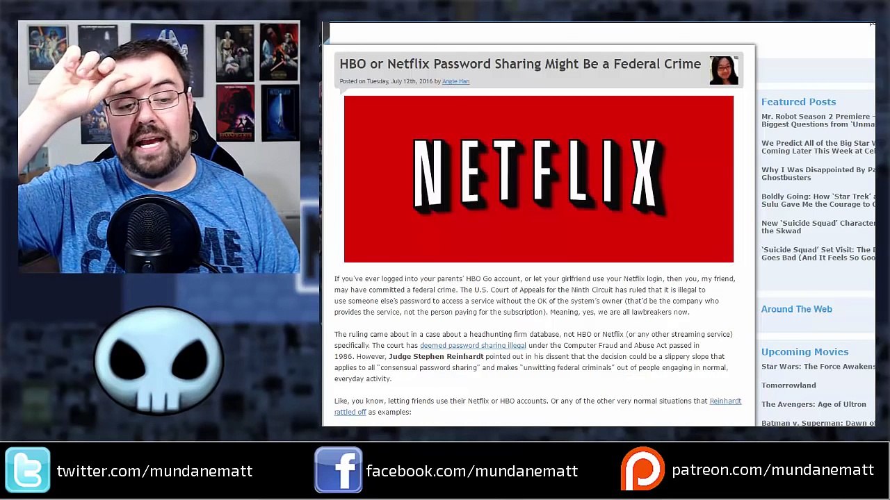 [News] WTF - Sharing Netflix - Hulu passwords might be considered a Federal Crime