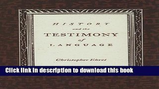 Download Books History and the Testimony of Language Ebook PDF