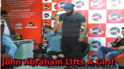 Girl Hanging On John Abraham's Muscles | Dishoom Promotion
