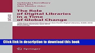 Read The Role of Digital Libraries in a Time of Global Change: 12th International Conference on