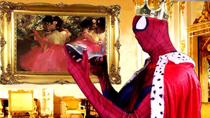 Frozen Elsa’s Cinderella Dream! w- Spiderman, Catwoman, Venom, Pink Spidergirl & Superman -)