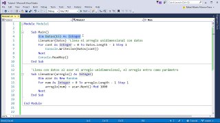 Visual Basic .NET 2015. Español. Arreglo unidimensional. Parte 3.