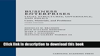 Read Business Enterprises--Legal Structures, Governance, and Policy: Cases, Materials, and
