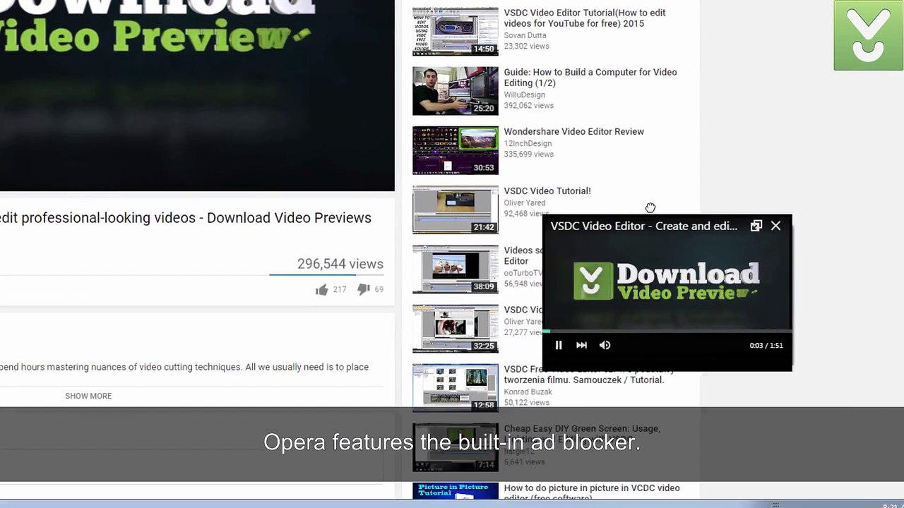 Opera - Surf the Web safely - Download Video Previews