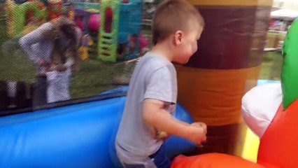 Funny playground with kids - bouncy castle