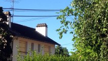 Avion à hélice survolant Savigny-sur-Orge dans l'axe d'atterrissage vers la piste de 2 d'Orly durant les travaux 2016