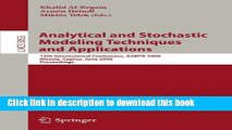 Read Analytical and Stochastic Modeling Techniques and Applications: 15th International