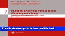 Read High Performance Computing: 4th International Symposium, ISHPC 2002, Kansai Science City,
