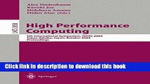 Read High Performance Computing: 5th International Symposium, ISHPC 2003, Tokyo-Odaiba, Japan,