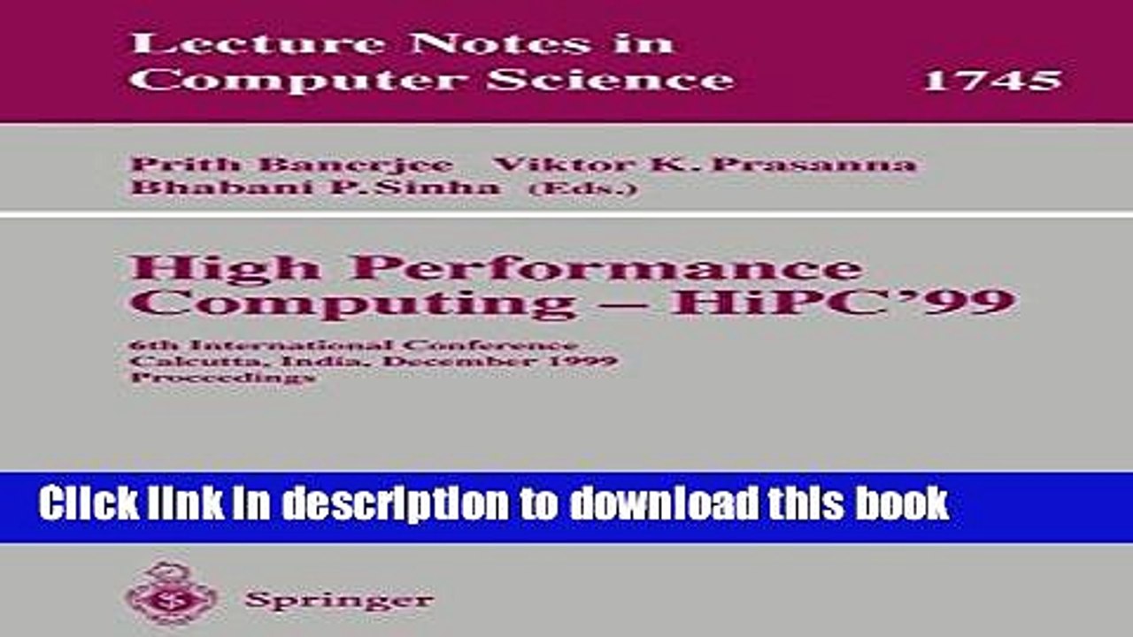 Read High Performance Computing - HiPC 99: 6th International Conference, Calcutta, India, December