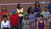 Brian Jordan presents 17 Atlanta-area students with scholarships at Atlanta Braves game