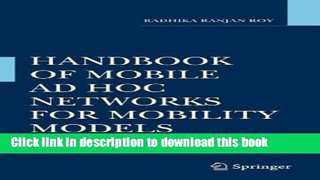 Read Handbook of Mobile Ad Hoc Networks for Mobility Models  Ebook Free