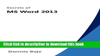 Read Secrets of MS Word 2013 PDF Online