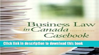 Download Business Law in Canada Casebook (4th Edition) Ebook Free