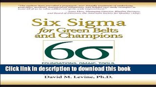 Read Six Sigma for Green Belts and Champions: Foundations, DMAIC, Tools, Cases, and Certification