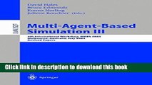 Read Multi-Agent-Based Simulation III: 4th International Workshop, MABS 2003, Melbourne,
